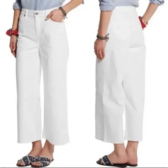 J Crew Rayner Cropped Wide Leg White Sz 30 - Picture 1 of 14